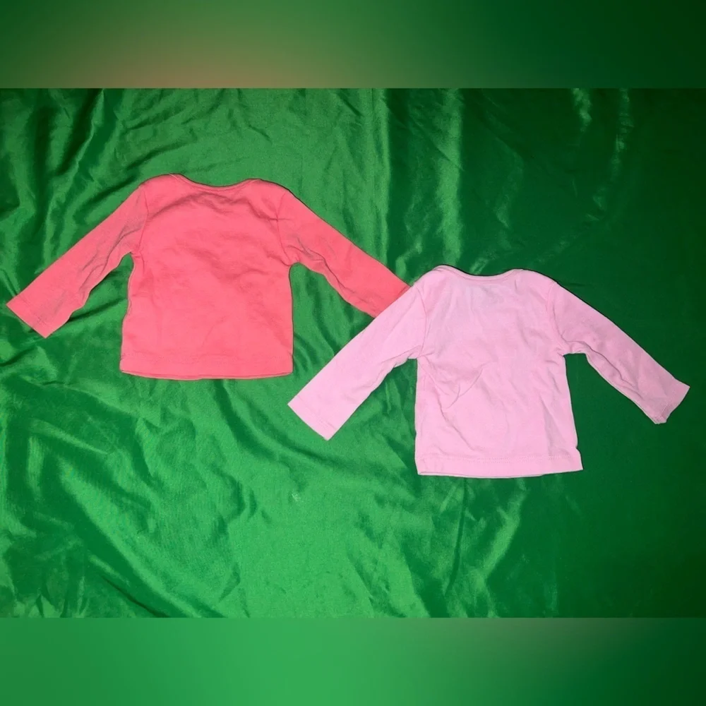 Hanes Kids Long Sleeve Tees - Coral and Light Pink 0-6 Months